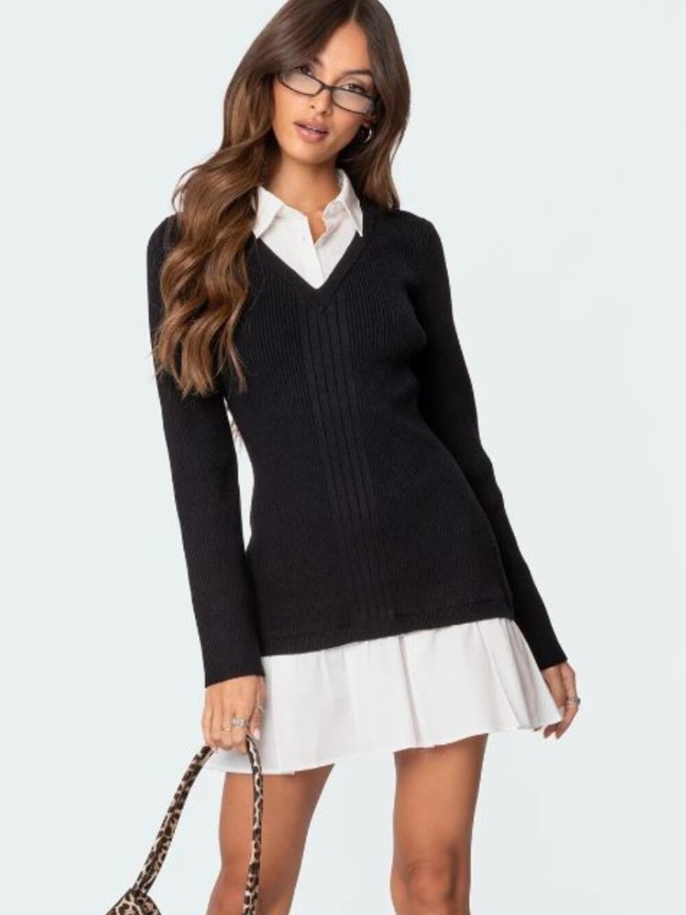 Edikted Two In One Collared Sweater Dress, Chloe